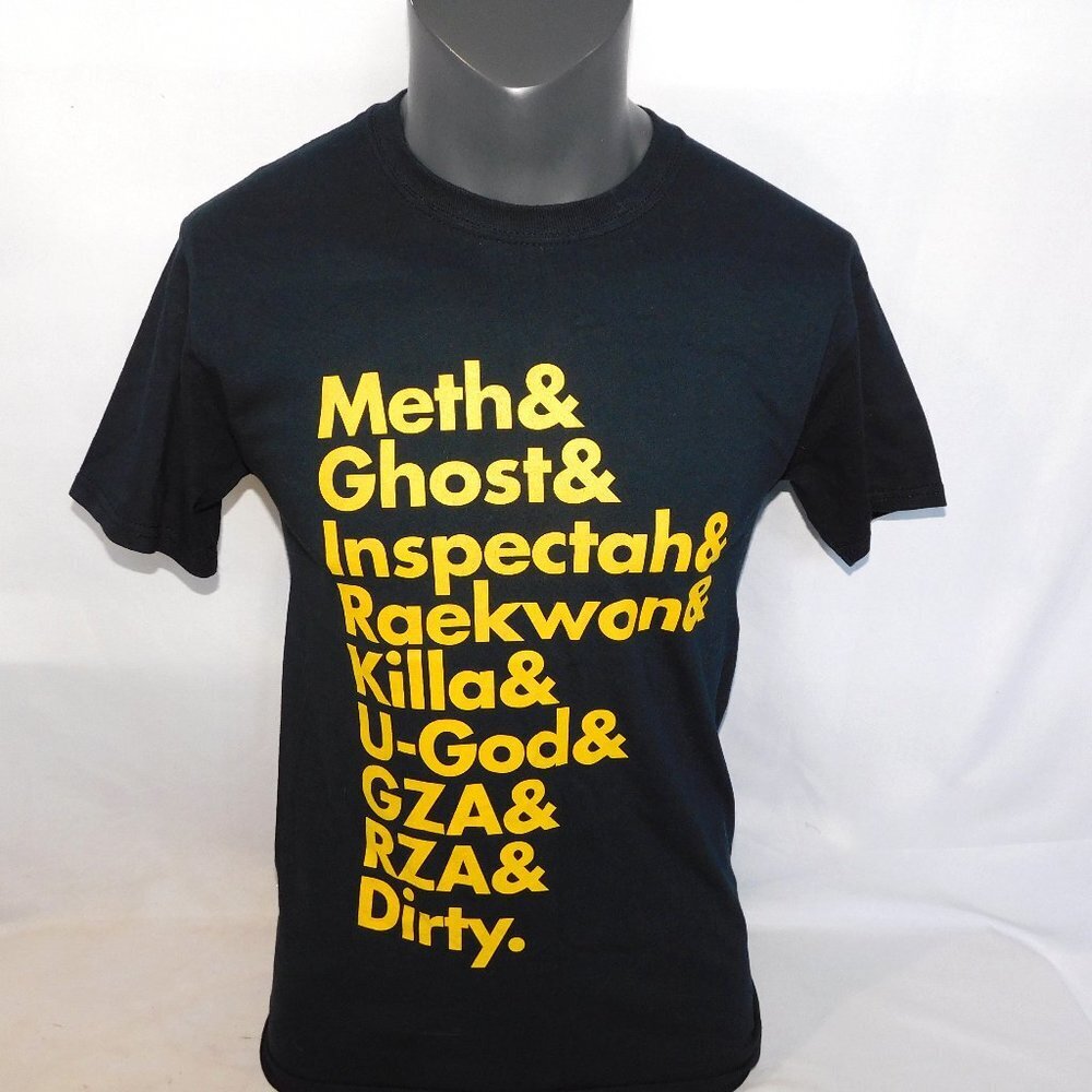 Black Short Sleeve Graphic Tee with Yellow Band Names
